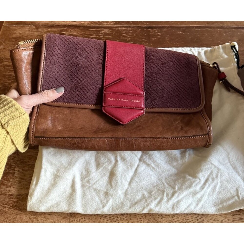 marc by marc jacobs color block brown red leather… - image 12